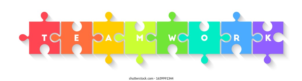 Teamwork concept with each letter being a puzzle piece