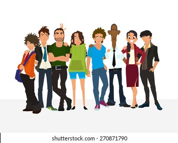 Teamwork. Concept of Group of People, happy team, victory. vector illustration of a flat style.