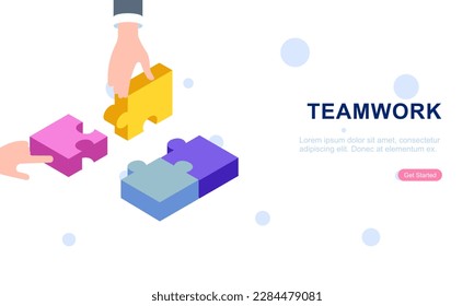 Teamwork-Konzept mit Händen und Rätseleffekten