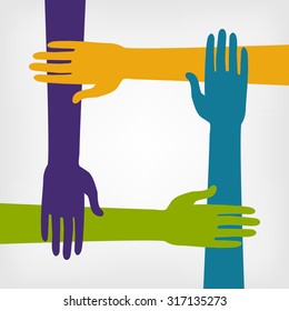teamwork concept with hands. vector illustration - eps 8