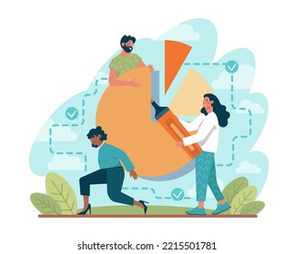 Teamwork concept. Idea of partnership and cooperation on the way towards a success, business profit and financial growth. Co-workers collaboration for project development. Flat vector illustration