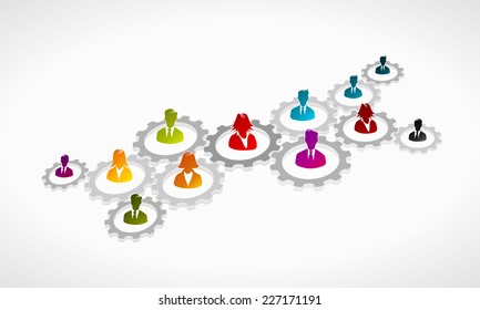 Teamwork concept illustration. Abstract vector cogwheel gear