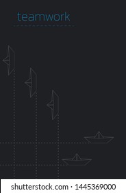 Teamwork concept illustration with a folded paper boat.