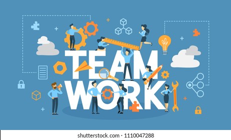 Teamwork Concept Illustration Idea Working Together Stock Vector ...