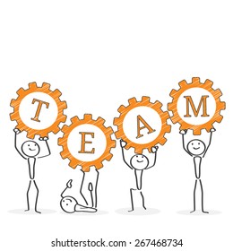 Teamwork concept illustration. Ink style design.
