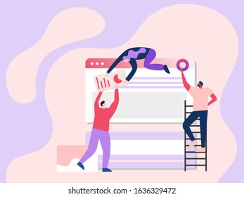 Teamwork concept illustration vector, landing page, banner design template