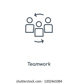 Teamwork concept line icon. Linear Teamwork concept outline symbol design. This simple element illustration can be used for web and mobile UI/UX.