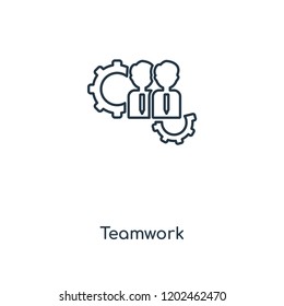 Teamwork concept line icon. Linear Teamwork concept outline symbol design. This simple element illustration can be used for web and mobile UI/UX.