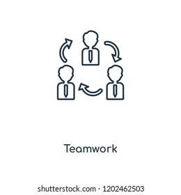 Teamwork concept line icon. Linear Teamwork concept outline symbol design. This simple element illustration can be used for web and mobile UI/UX.