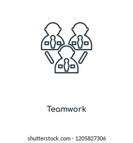 Teamwork concept line icon. Linear Teamwork concept outline symbol design. This simple element illustration can be used for web and mobile UI/UX.
