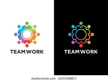 Teamwork concept logo. Teamwork icon with human and gear concept on design.	