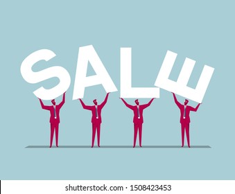 Teamwork concept, marketing. Isolated on blue background.