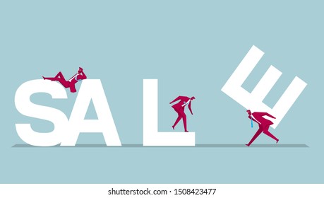 Teamwork concept, marketing. Isolated on blue background.