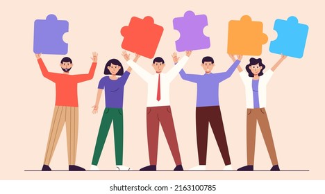 Teamwork Concept Office Team Puzzle Vector Stock Vector (Royalty Free ...