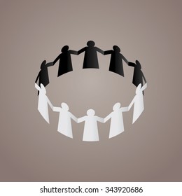 'Teamwork' concept. Paper figure of UAE nationals holding hands. Vector illustration.