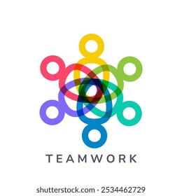 Conceito de trabalho em equipe, Design do logotipo de conectividade de pessoas