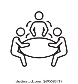 Teamwork Konzept Menschen sitzen um ovalen Tisch Sitzung