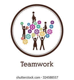 Teamwork concept with pictogram design, vector illustration eps 10