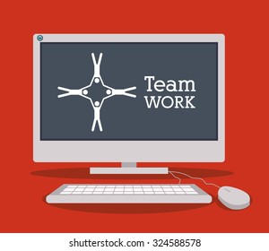 Teamwork concept with pictogram design, vector illustration eps 10