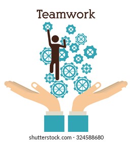 Teamwork concept with pictogram design, vector illustration eps 10