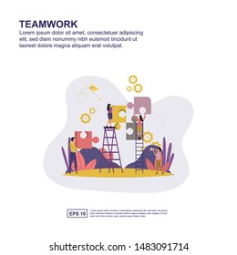 Teamwork concept vector illustration flat design for presentation, social media promotion, banner, and more