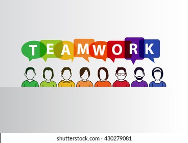 Teamwork Concept As Vector Illustration Of Group Of People Working Together