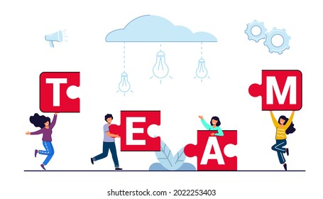 Teamwork concept Workflow management Concept of co working Business partnership Analytics or teamwork Colleagues work together Flat vector illustration Team - flat design style colorful
