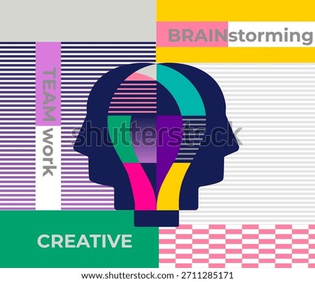 Teamwork concept,abstract geometric concept of brainstorming. Infographic of brainstorming-find solution for business, interaction to get a solution.Vector for web, banners, posters, flyers,marketing.