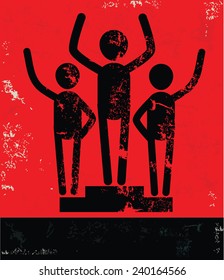 Teamwork concept,human resource design on red background,grunge vector
