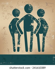 Teamwork concept,human resource design on old background,grunge vector