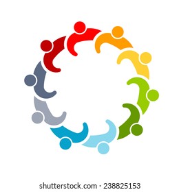 Teamwork conference group of 10 people. Vector design