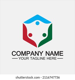 Teamwork verbindet Menschen Hexagon-Konzept Logo Symbol Vektordesign 