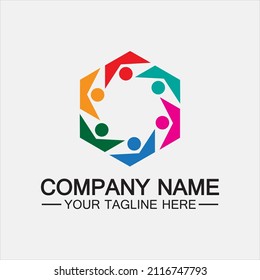 Teamwork verbindet Menschen Hexagon-Konzept Logo Symbol Vektordesign 