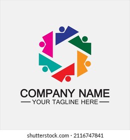 Teamwork verbindet Menschen Hexagon-Konzept Logo Symbol Vektordesign 