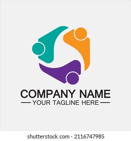 Teamwork connecting people hexagon concept logo symbol icon vector design 
