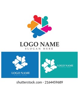 Trabajo en equipo conectando personas el concepto de hexágono el símbolo del logo icono el diseño de vectores