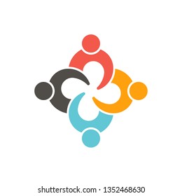 Teamwork connection four people. Logo Illustration