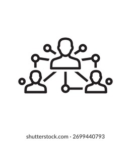Ícone de conexão de trabalho em equipe de pessoas vinculadas no diagrama de rede