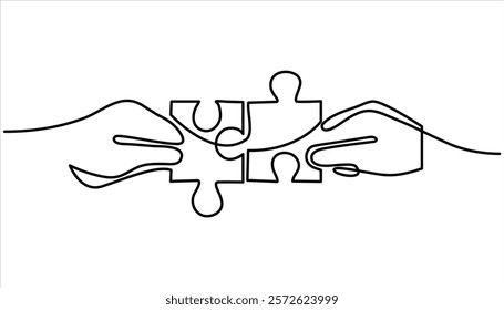 Teamwork continuous one line drawing. Hand Drawn Symbol Vector Illustration