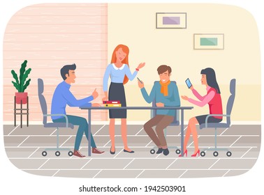 Trabajo en equipo, conversación en la oficina en la mesa. Empresarios discuten la estrategia empresarial de la empresa