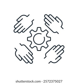 Teamwork, cooperation. Creative solution to business problems, company unification and successful teamwork. Vector illustration icon isolated on white background.