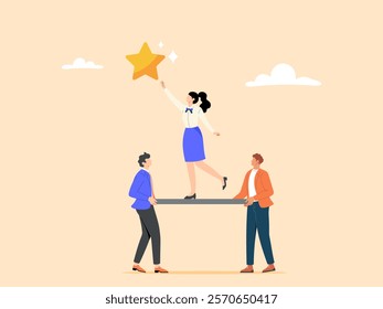 Teamwork or cooperation helps build strength to achieve goals