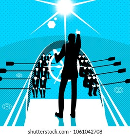 Teamwork, Cooperation, Nautical Vessel, Togetherness, Team. Vector illustration