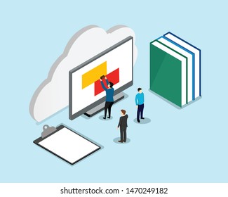 Teamwork create model Isometric infographics design elements