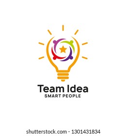 teamwork creative idea logo design template. bulb icon symbol designs