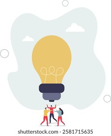 Teamwork creative success and business idea development.Creativity and innovation as key for successful marketing or new product .flat characters.