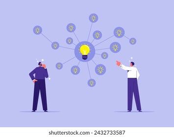 Teamwork creativity or collaboration for success concept, brainstorming idea, team meeting or discussion for business solution or inspiration, business people brainstorming new idea