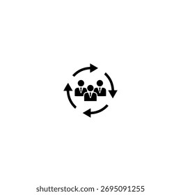 Teamwork cycle icon staff turnover minimalist vector symbol sign