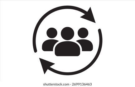Icono de silueta de ciclo de trabajo en equipo – Clipart de colaboración de grupo para diseño de procesos y comunidades