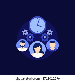 teamwork and deadline icon, vector